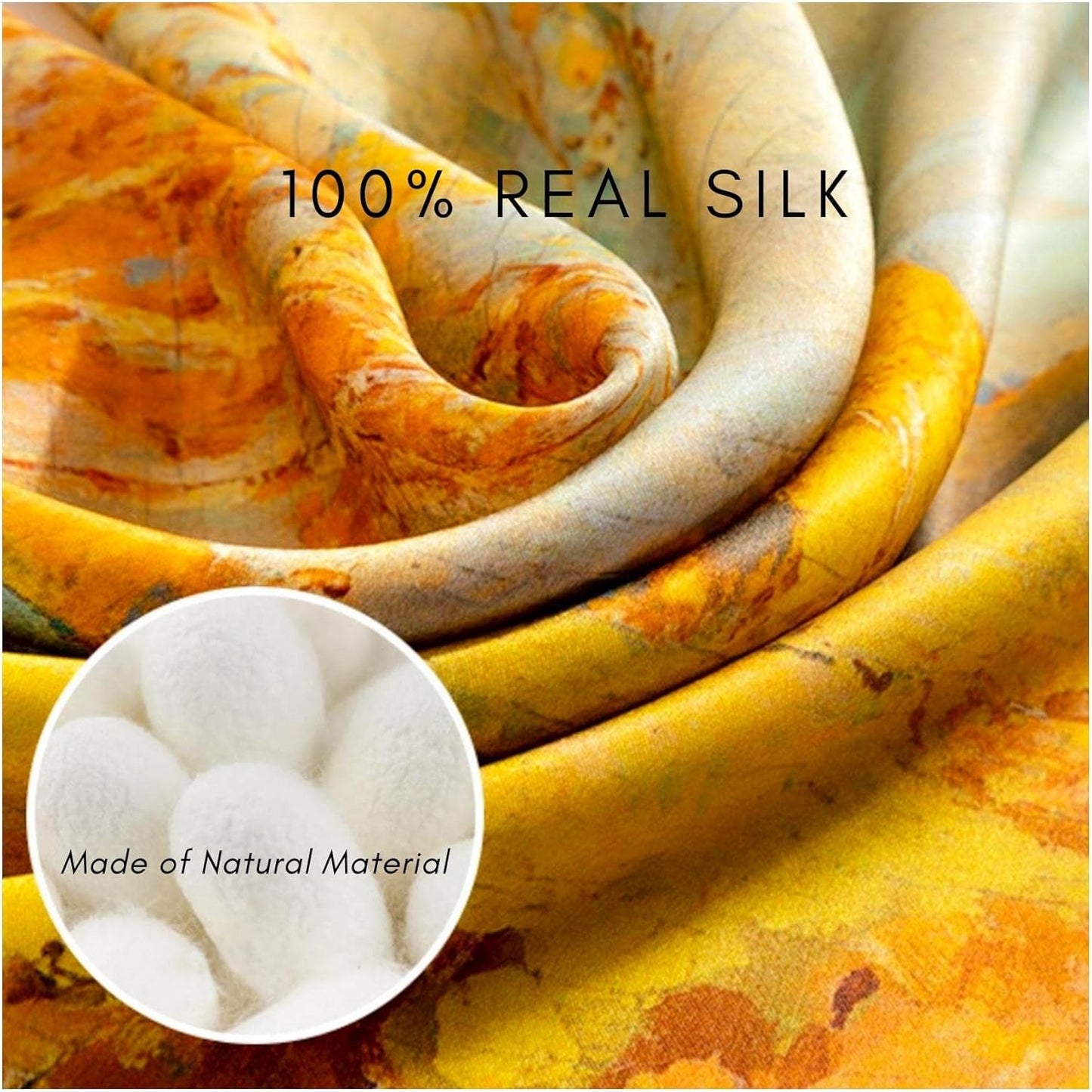 100% Mulberry Silk Neck Scarf 21''x21'' Small Square Scarfs for Women Gift Packed'