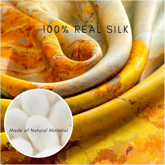 100% Mulberry Silk Neck Scarf 21''x21'' Small Square Scarfs for Women Gift Packed'