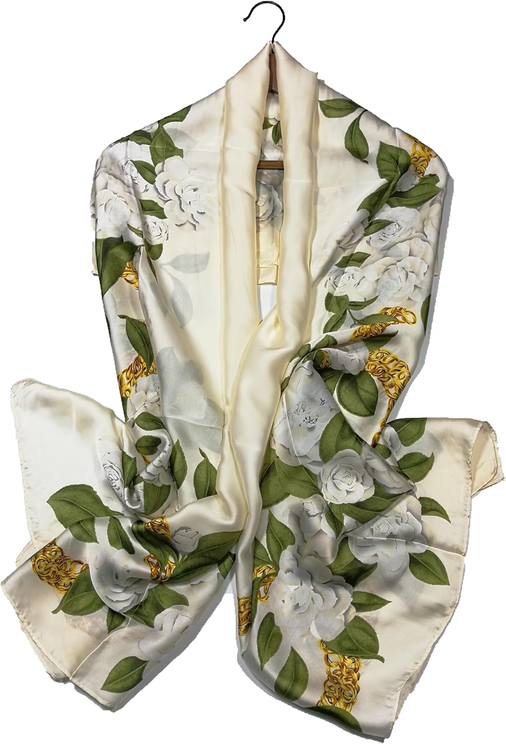 Silk Feel Long Floral Satin Scarves for Women in Gift Box