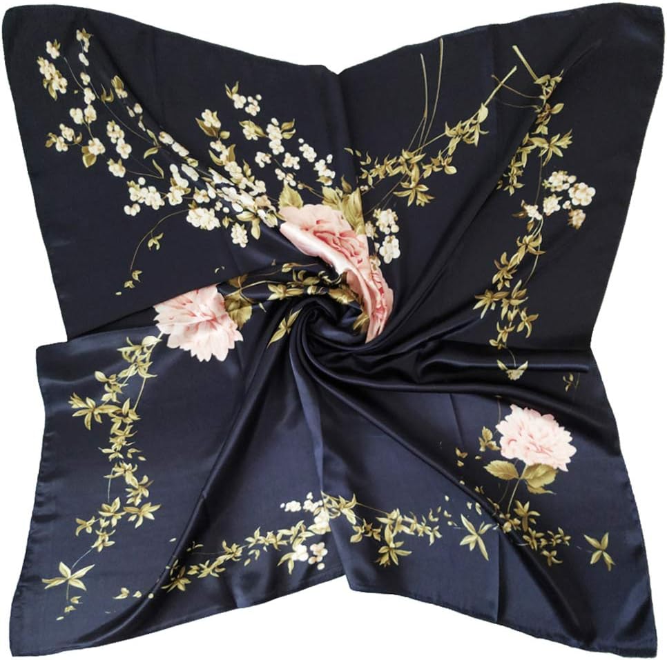 Silk Like Head Scarf, Women's 35'' Satin Large Square Hair Scarves and Wraps Headscarf for Sleeping