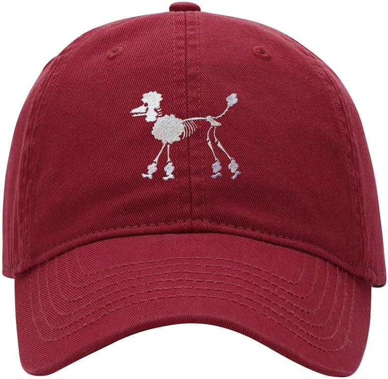 Baseball Cap for Men Women Skeleton Poodle Embroidered Washed Cotton Dad Hat Baseball Caps