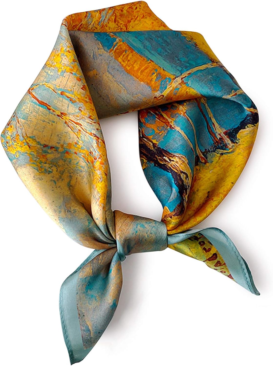 100% Mulberry Silk Neck Scarf 21''x21'' Small Square Scarfs for Women Gift Packed'