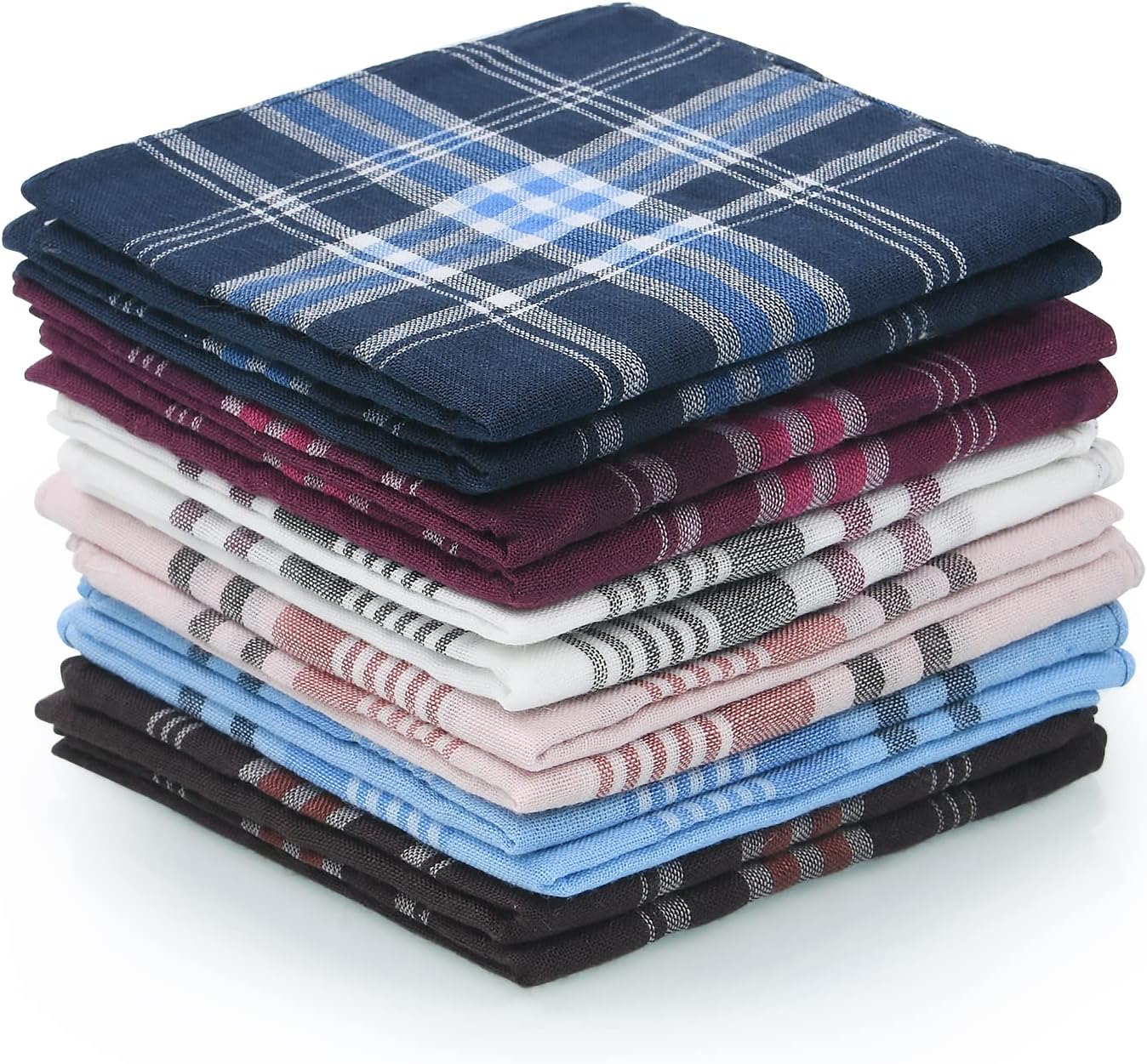 Men's Handkerchiefs, 12 Pack Gents Hankies, Mens Premium Handkerchiefs Cotton White Pocket Square Hanks for Men Women