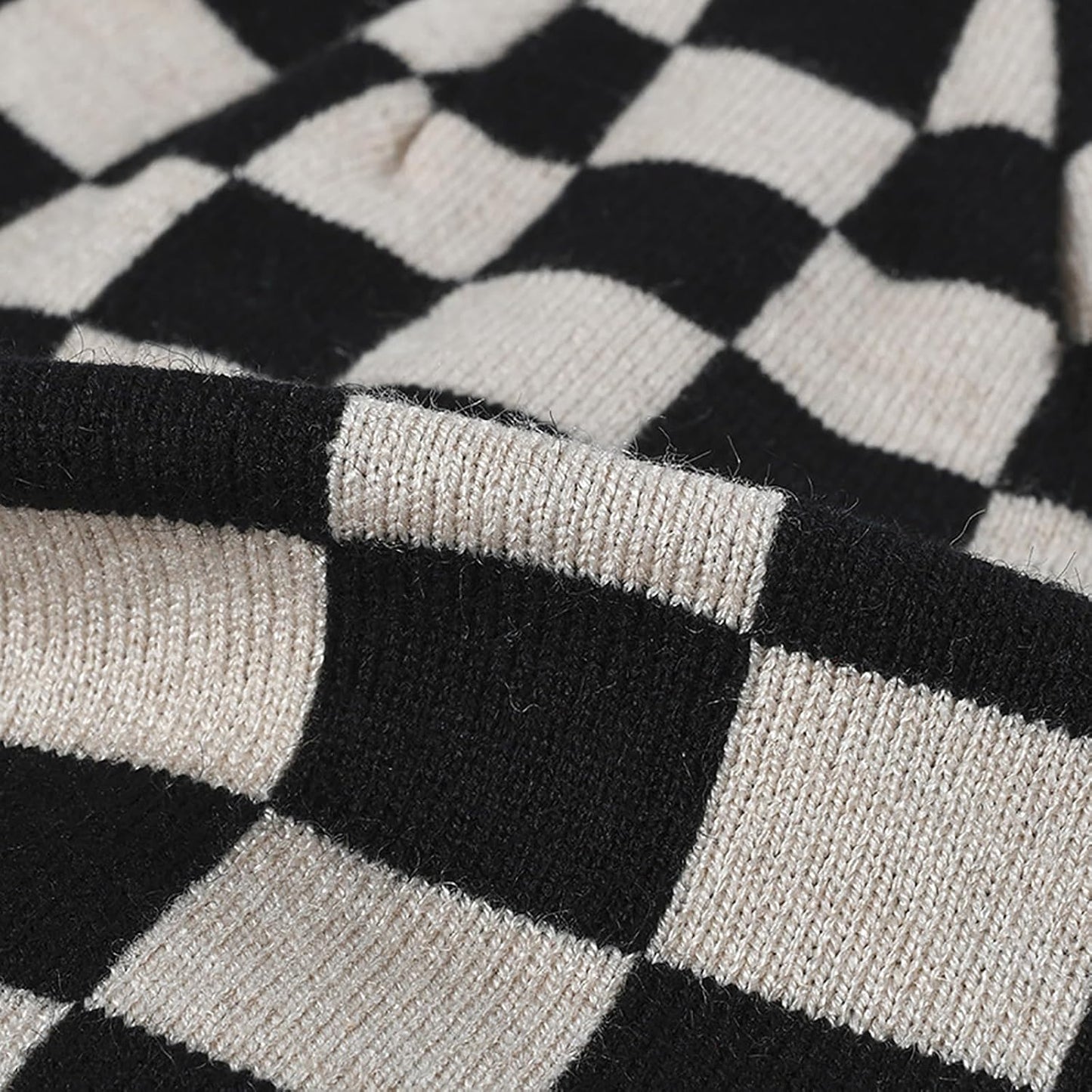 Outdoor Plaid Beanie Cuff Unisex Winer Warm Soft Knit Hat