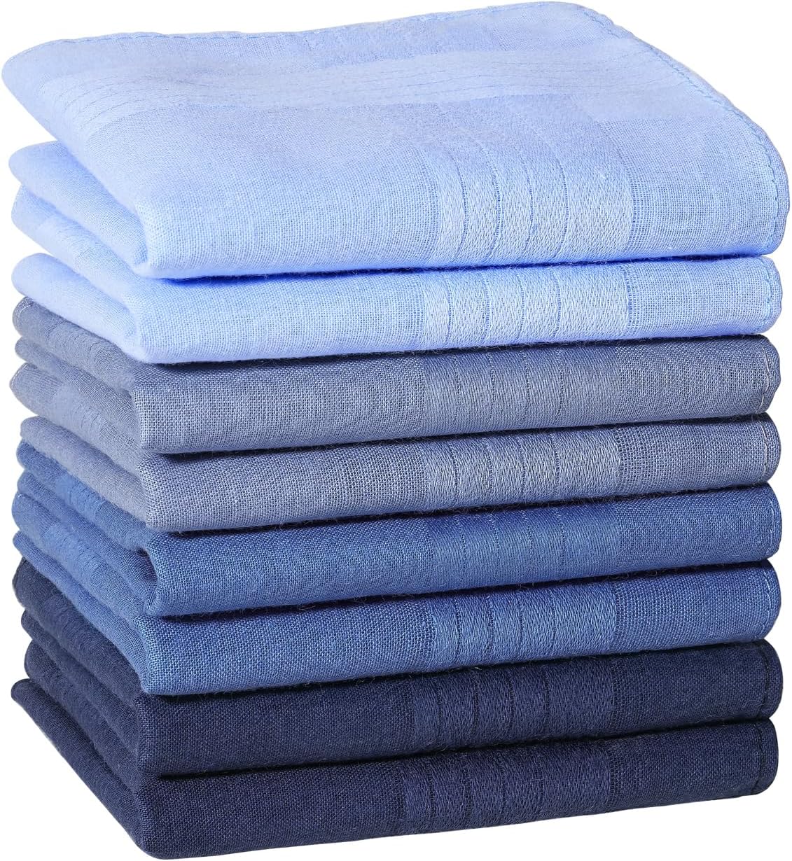 Handkerchiefs for Men, Soft Cotton Men’s Handkerchiefs, Blue Stripe Hankies for Men, 15.7 * 15.7” 8/12PCS